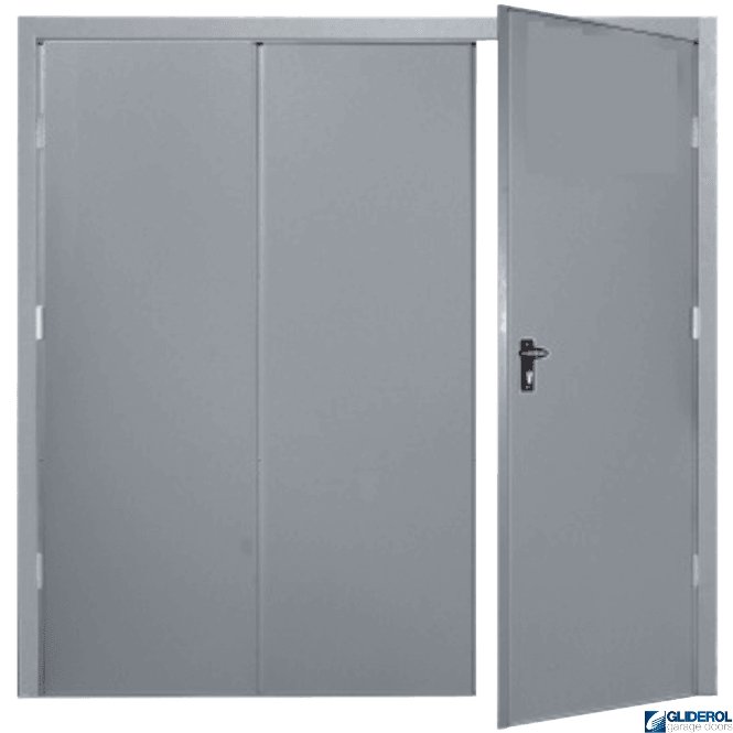 Gliderol TRAFFIC GREY (RAL7042) Budget Vertical Wide Rib Side Hinged Garage Door
