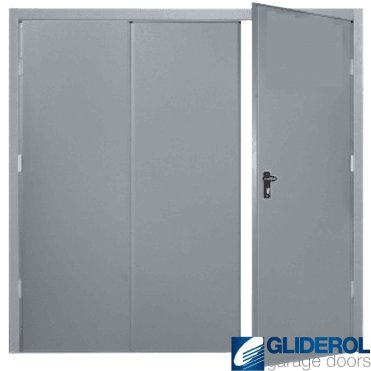 TRAFFIC GREY (RAL7042) Budget Vertical Wide Rib Side Hinged Garage Door