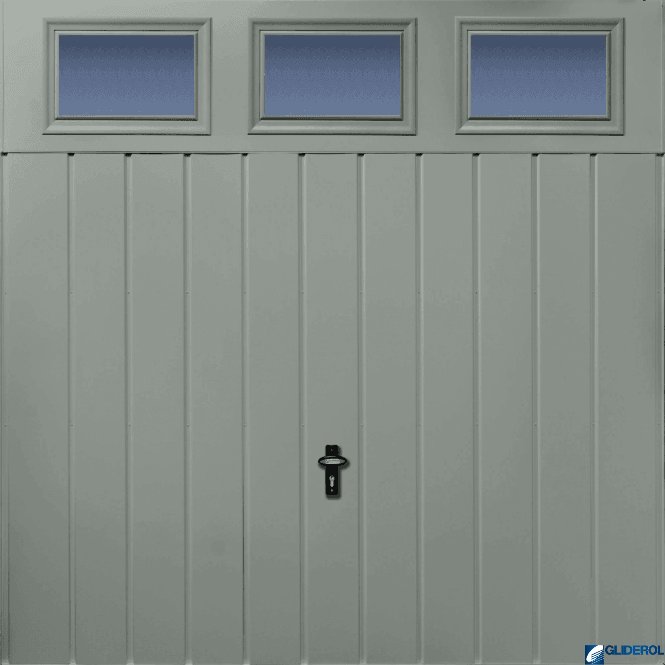 Gliderol TRAFFIC-GREY (RAL7042) Chester Vertical Medium Rib with Windows