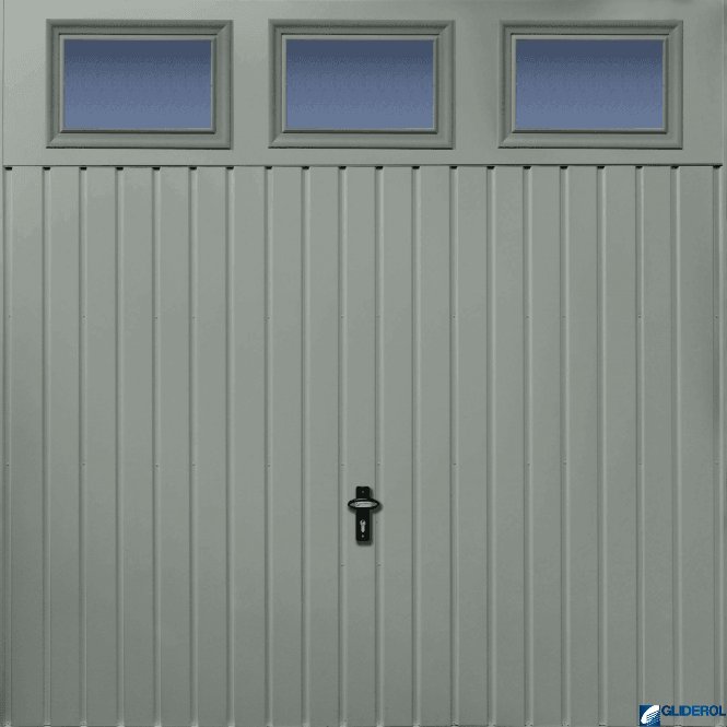 Gliderol TRAFFIC-GREY (RAL7042) Chester Vertical Standard Rib with Windows
