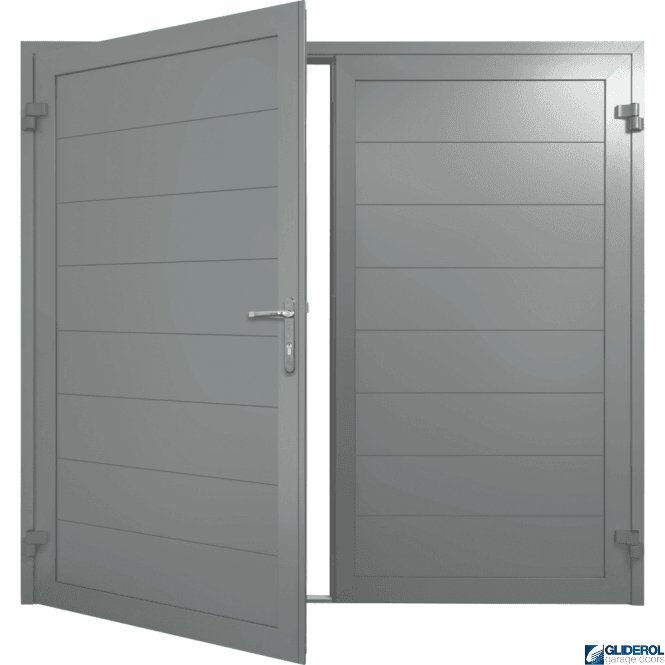 Gliderol TRAFFIC-GREY (RAL7042) Insulated Horizontal Medium Rib Side Hinged Garage Door