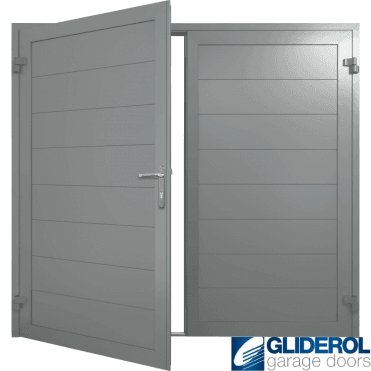 TRAFFIC-GREY (RAL7042) Insulated Horizontal Medium Rib Side Hinged Garage Door
