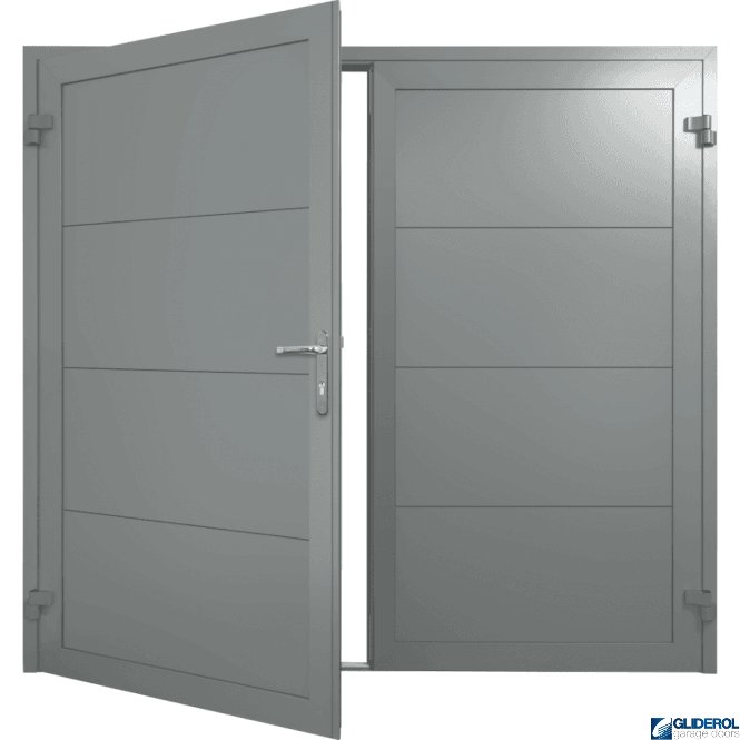 Gliderol TRAFFIC-GREY (RAL7042) Insulated Horizontal Wide Rib Side Hinged Garage Door