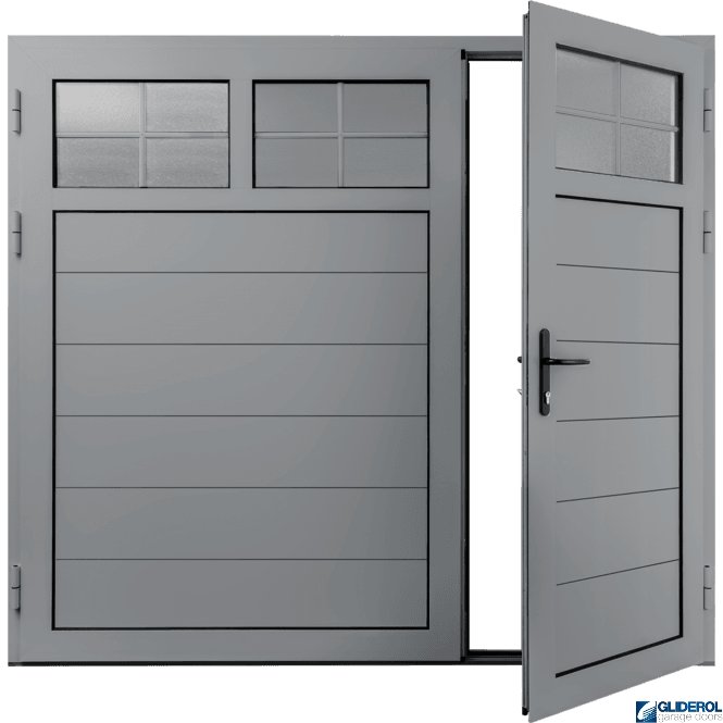 Gliderol TRAFFIC-GREY (RAL7042) Insulated Traditional Horizontal Medium Rib Side Hinged Garage Door (1/3)