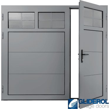 TRAFFIC-GREY (RAL7042) Insulated Traditional Horizontal Wide Rib Side Hinged Garage Door (1/3)