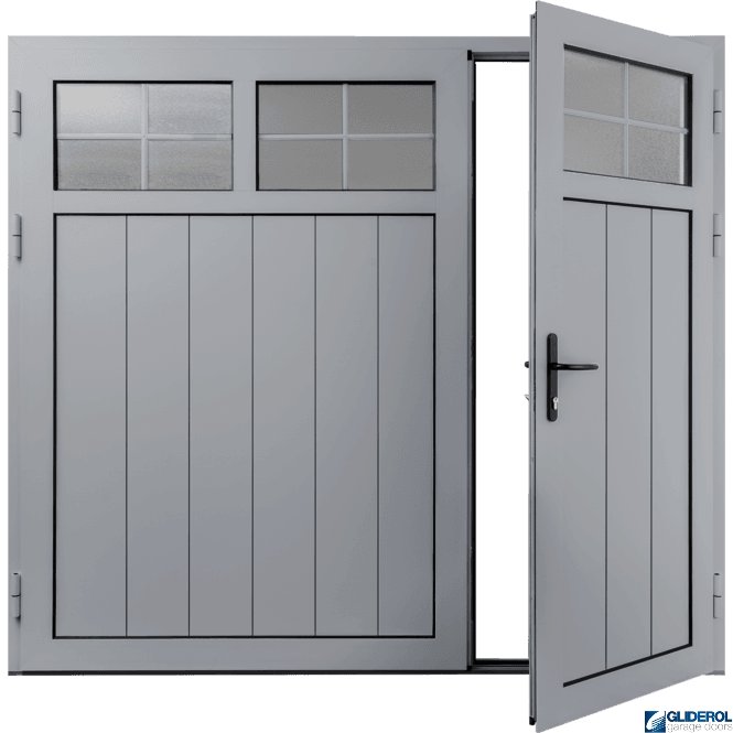 Gliderol TRAFFIC-GREY (RAL7042) Insulated Traditional Vertical Medium Rib Side Hinged Garage Door (1/3)