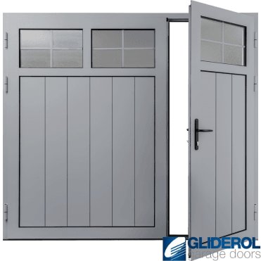 TRAFFIC-GREY (RAL7042) Insulated Traditional Vertical Medium Rib Side Hinged Garage Door (1/3)