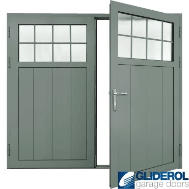 TRAFFIC-GREY (RAL7042) Insulated Traditional Vertical Medium Rib Side Hinged Garage Door