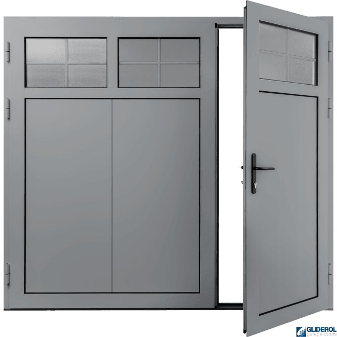 Gliderol TRAFFIC-GREY (RAL7042) Insulated Traditional Vertical Wide Rib Side Hinged Garage Door (1/3)