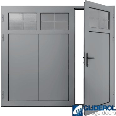 TRAFFIC-GREY (RAL7042) Insulated Traditional Vertical Wide Rib Side Hinged Garage Door (1/3)
