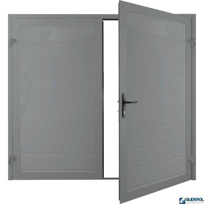 Gliderol TRAFFIC GREY (RAL7042) Premium Horizontal Medium Rib (non-insulated) Side Hinged Garage Door