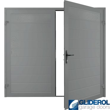 TRAFFIC GREY (RAL7042) Premium Horizontal Medium Rib (non-insulated) Side Hinged Garage Door