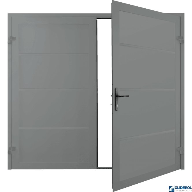 Gliderol TRAFFIC GREY (RAL7042) Premium Horizontal Wide Rib (non-insulated) Side Hinged Garage Door