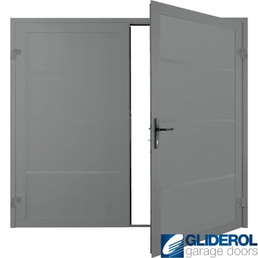 TRAFFIC GREY (RAL7042) Premium Horizontal Wide Rib (non-insulated) Side Hinged Garage Door