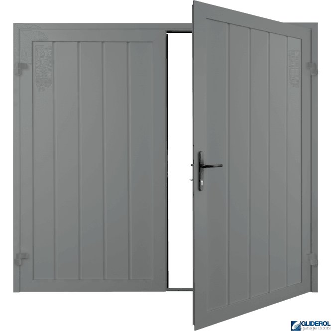Gliderol TRAFFIC GREY (RAL7042) Premium Vertical Medium Rib (non-insulated) Side Hinged Garage Door