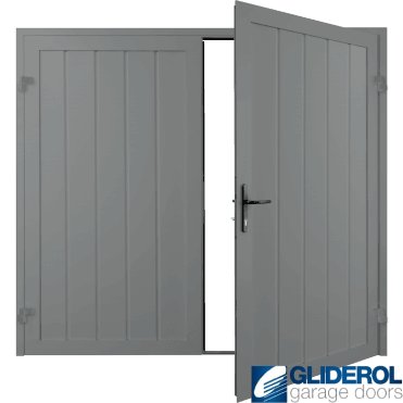 TRAFFIC GREY (RAL7042) Premium Vertical Medium Rib (non-insulated) Side Hinged Garage Door