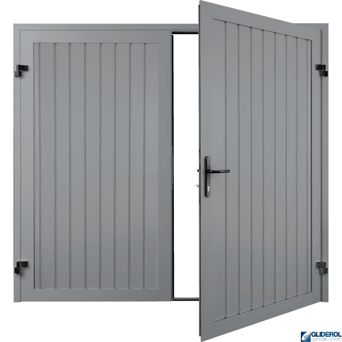 Gliderol TRAFFIC GREY (RAL7042) Premium Vertical Standard Rib (non-insulated) Side Hinged Garage Door