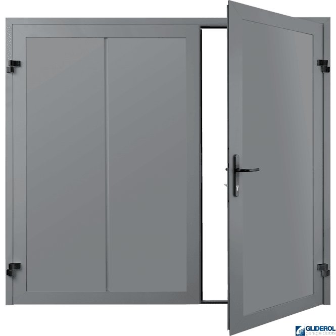 Gliderol TRAFFIC GREY (RAL7042) Premium Vertical Wide Rib (non-insulated) Side Hinged Garage Door