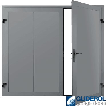 TRAFFIC GREY (RAL7042) Premium Vertical Wide Rib (non-insulated) Side Hinged Garage Door