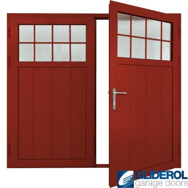 TRAFFIC-RED (RAL3020) Insulated Traditional Vertical Medium Rib Side Hinged Garage Door