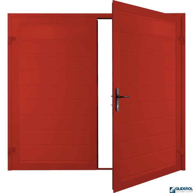 Gliderol TRAFFIC RED (RAL3020) Premium Horizontal Medium Rib (non-insulated) Side Hinged Garage Door