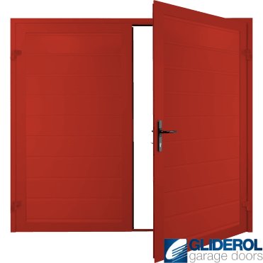 TRAFFIC RED (RAL3020) Premium Horizontal Medium Rib (non-insulated) Side Hinged Garage Door