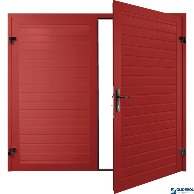 Gliderol TRAFFIC RED (RAL3020) Premium Horizontal Standard Rib (non-insulated) Side Hinged Garage Door