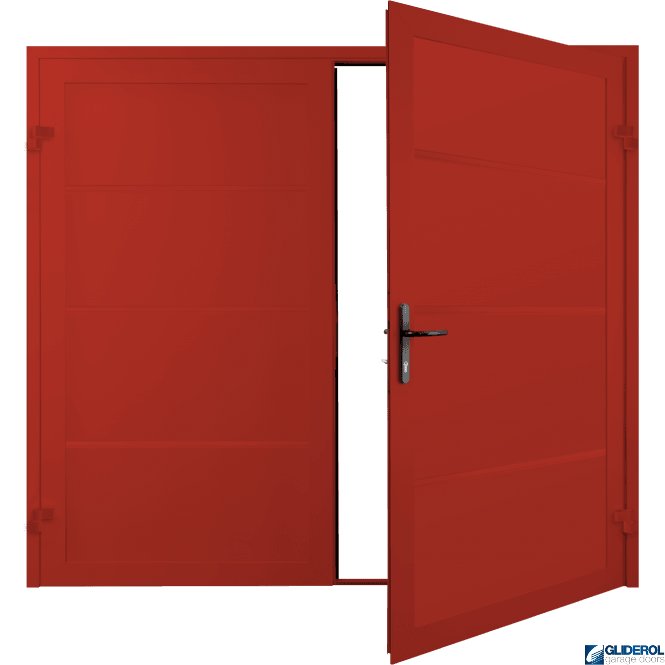 Gliderol TRAFFIC RED (RAL3020) Premium Horizontal Wide Rib (non-insulated) Side Hinged Garage Door