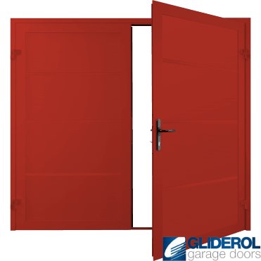 TRAFFIC RED (RAL3020) Premium Horizontal Wide Rib (non-insulated) Side Hinged Garage Door