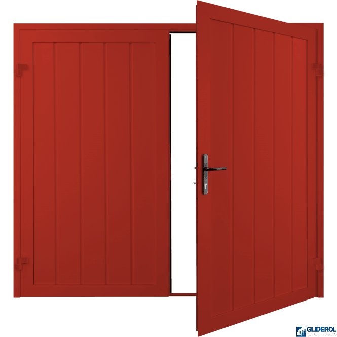Gliderol TRAFFIC RED (RAL3020) Premium Vertical Medium Rib (non-insulated) Side Hinged Garage Door
