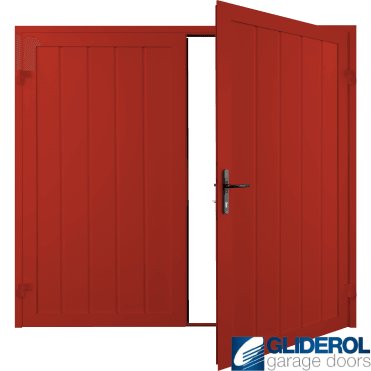 TRAFFIC RED (RAL3020) Premium Vertical Medium Rib (non-insulated) Side Hinged Garage Door