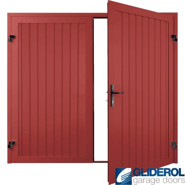 TRAFFIC RED (RAL3020) Premium Vertical Standard Rib (non-insulated) Side Hinged Garage Door