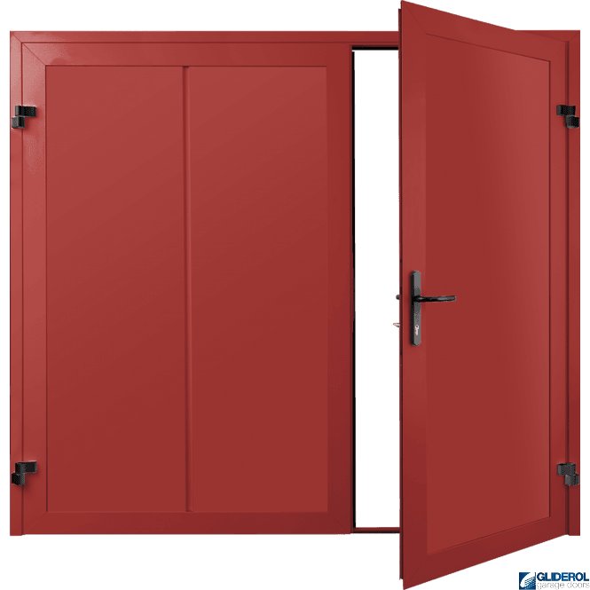 Gliderol TRAFFIC RED (RAL3020) Premium Vertical Wide Rib (non-insulated) Side Hinged Garage Door