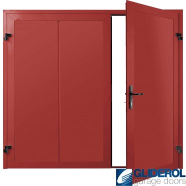 TRAFFIC RED (RAL3020) Premium Vertical Wide Rib (non-insulated) Side Hinged Garage Door