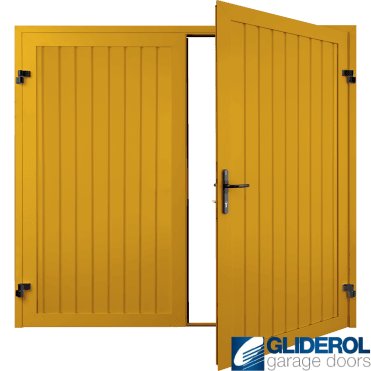 TRAFFIC YELLOW (RAL1023) Premium Vertical Standard Rib (non-insulated) Side Hinged Garage Door