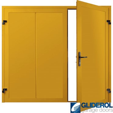 TRAFFIC YELLOW (RAL1023) Premium Vertical Wide Rib (non-insulated) Side Hinged Garage Door