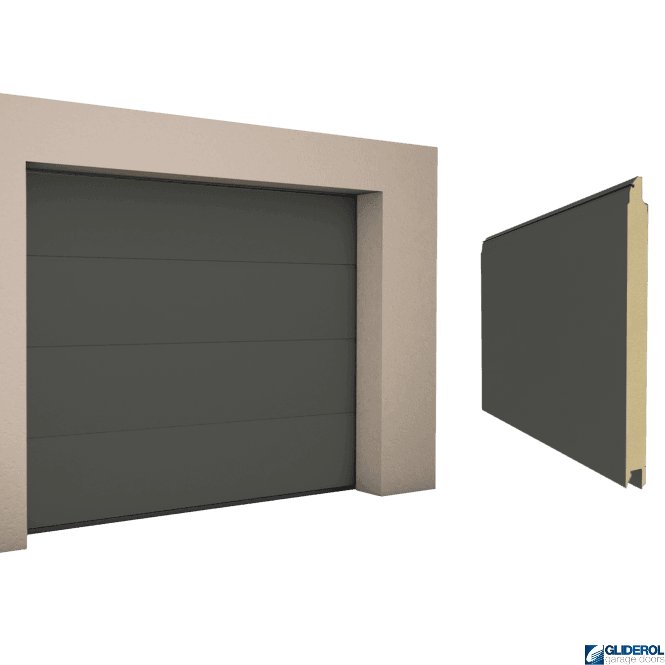 Gliderol UMBRA GREY (RAL7022) L-Rib smooth Sectional Garage Door