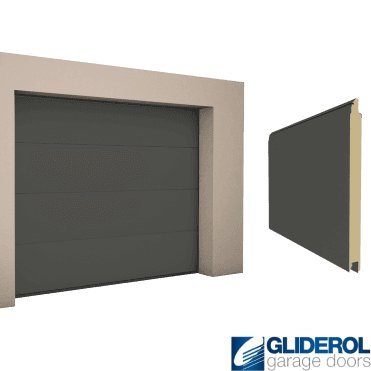 UMBRA GREY (RAL7022) L-Rib smooth Sectional Garage Door
