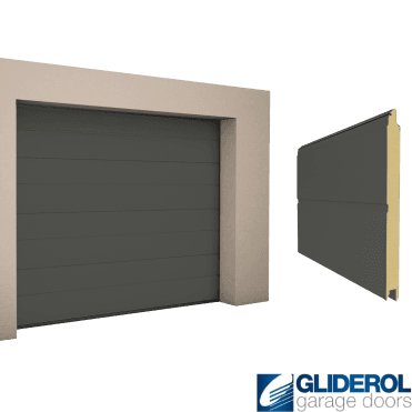 UMBRA GREY (RAL7022) M-Rib woodgrain Sectional Garage Door