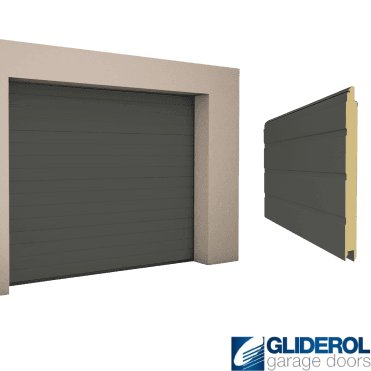 UMBRA GREY (RAL7022) S-Rib woodgrain Sectional Garage Door