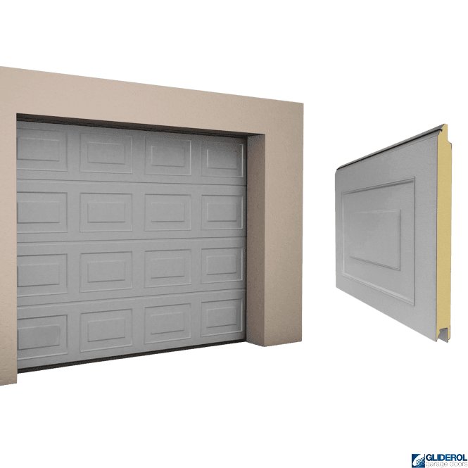 Gliderol WHITE ALUMINIUM (RAL9006)  Georgian woodgrain Sectional Garage Door