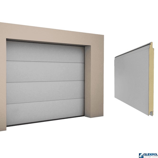 Gliderol WHITE ALUMINIUM (RAL9006) L-Rib smooth Sectional Garage Door