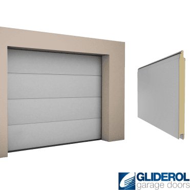 WHITE ALUMINIUM (RAL9006) L-Rib smooth Sectional Garage Door