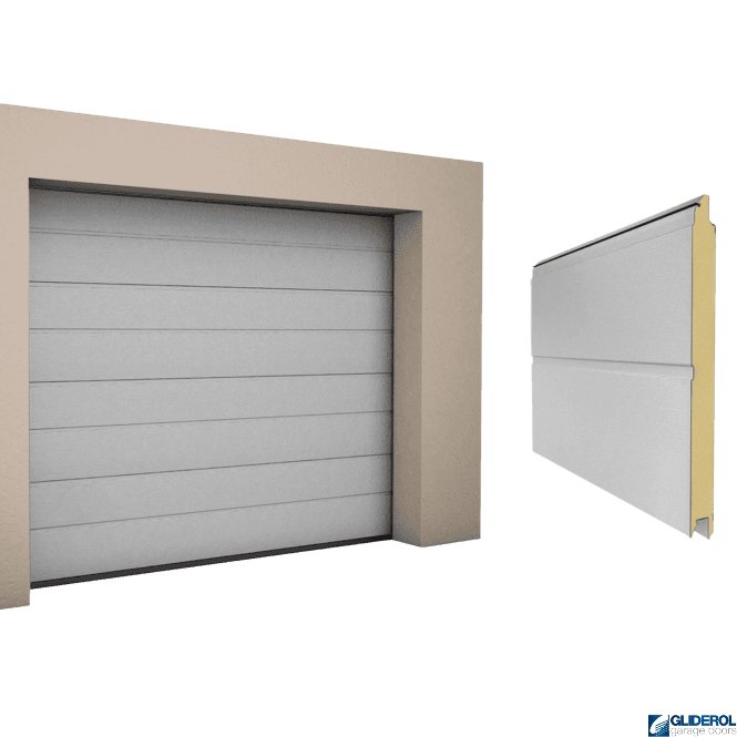 Gliderol WHITE ALUMINIUM (RAL9006) M-Rib woodgrain Sectional Garage Door