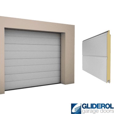 WHITE ALUMINIUM (RAL9006) M-Rib woodgrain Sectional Garage Door
