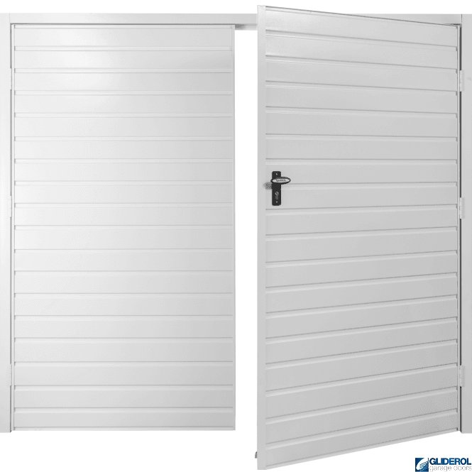 Gliderol WHITE (RAL9016) Budget Horizontal Standard Rib Side Hinged Garage Door