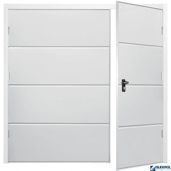Gliderol WHITE (RAL9016) Budget Horizontal Wide Rib Side Hinged Garage Door