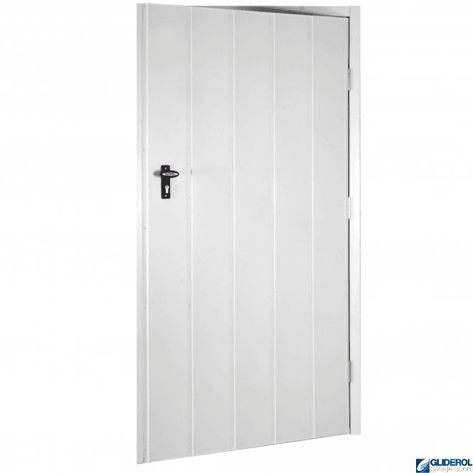 Gliderol WHITE (RAL9016) Budget Non-Insulated Vertical Medium Rib Personnel Door