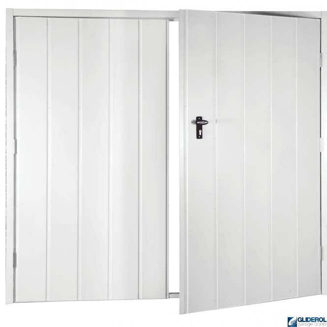 Gliderol WHITE (RAL9016) Budget Vertical Medium Rib Side Hinged Garage Door