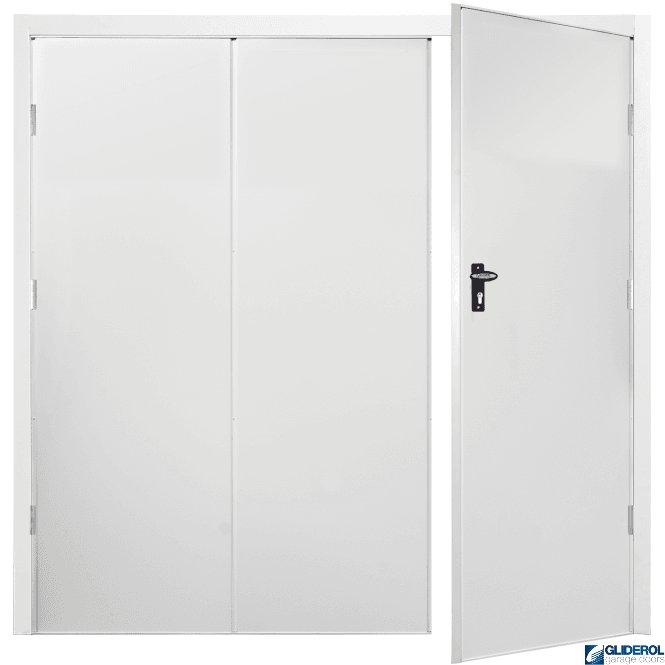 Gliderol WHITE (RAL9016) Budget Vertical Wide Rib Side Hinged Garage Door